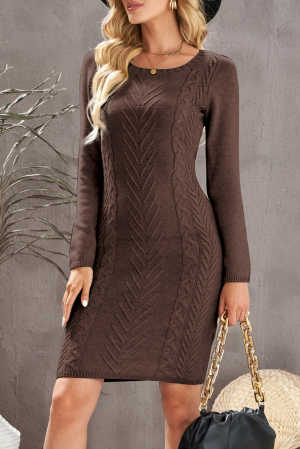 Coffee Womens Hand Knitted Sweater Dress 6a5de