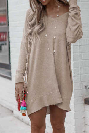 Taupe Long Sleeve Sweater Dress f2a66