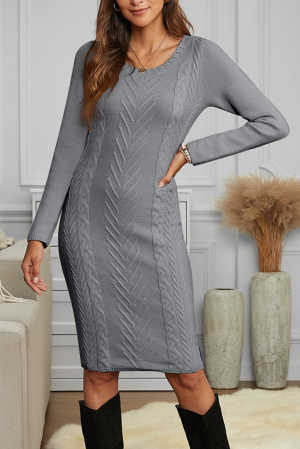 Gray Womens Hand Knitted Sweater Dress 7e24f